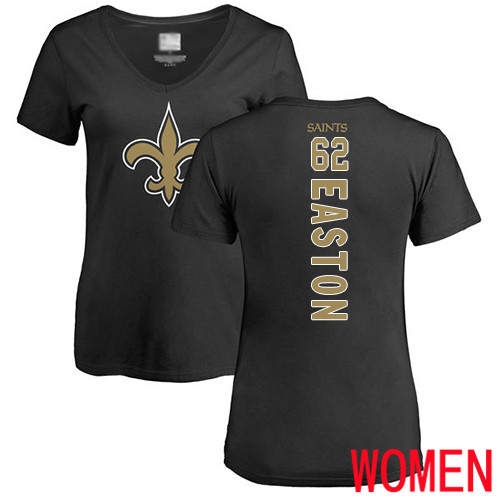 New Orleans Saints Black Women Nick Easton Backer Slim Fit NFL Football #62 T Shirt